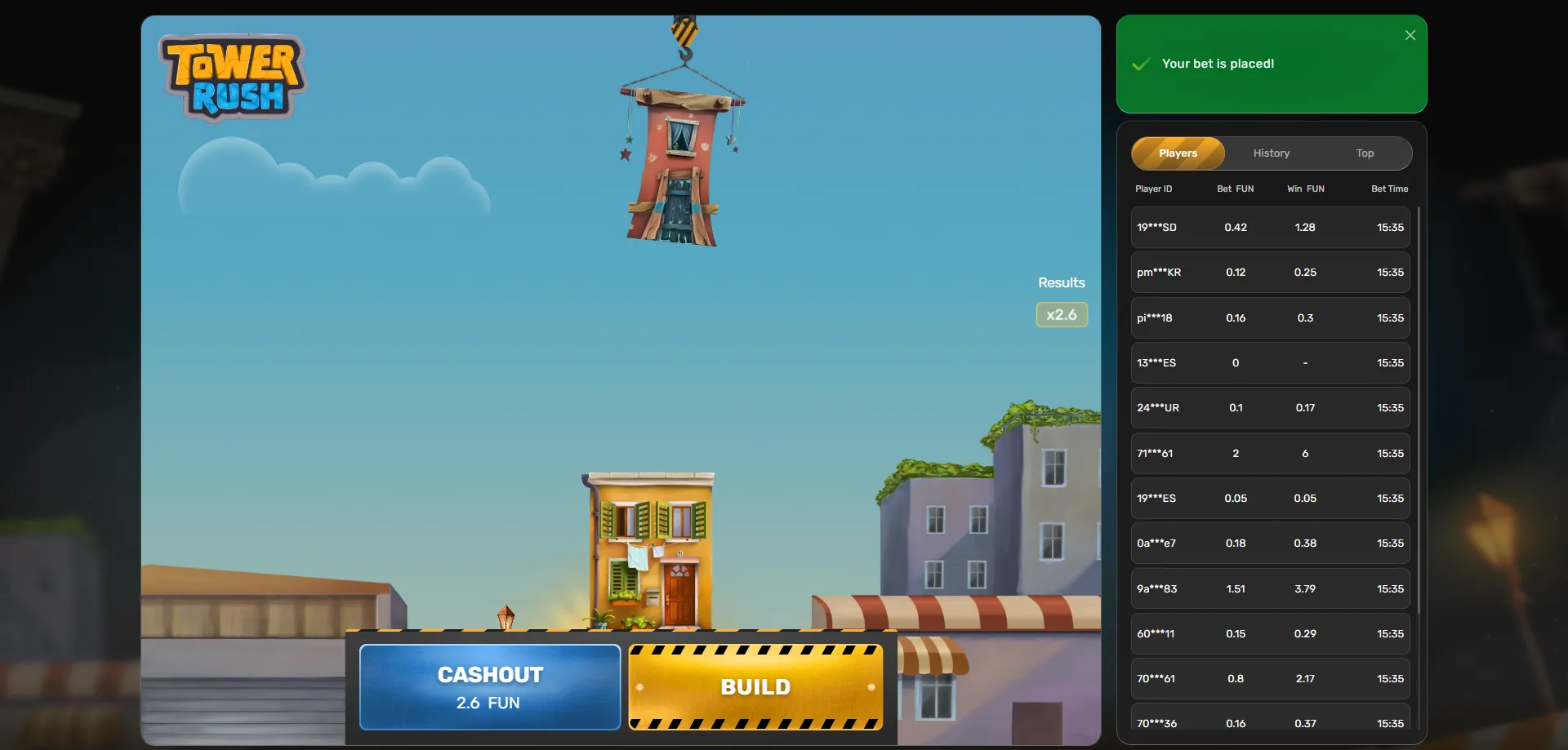 لعبة Tower Rush على منصة 1Win كازينو — ابنِ برجك وفُز