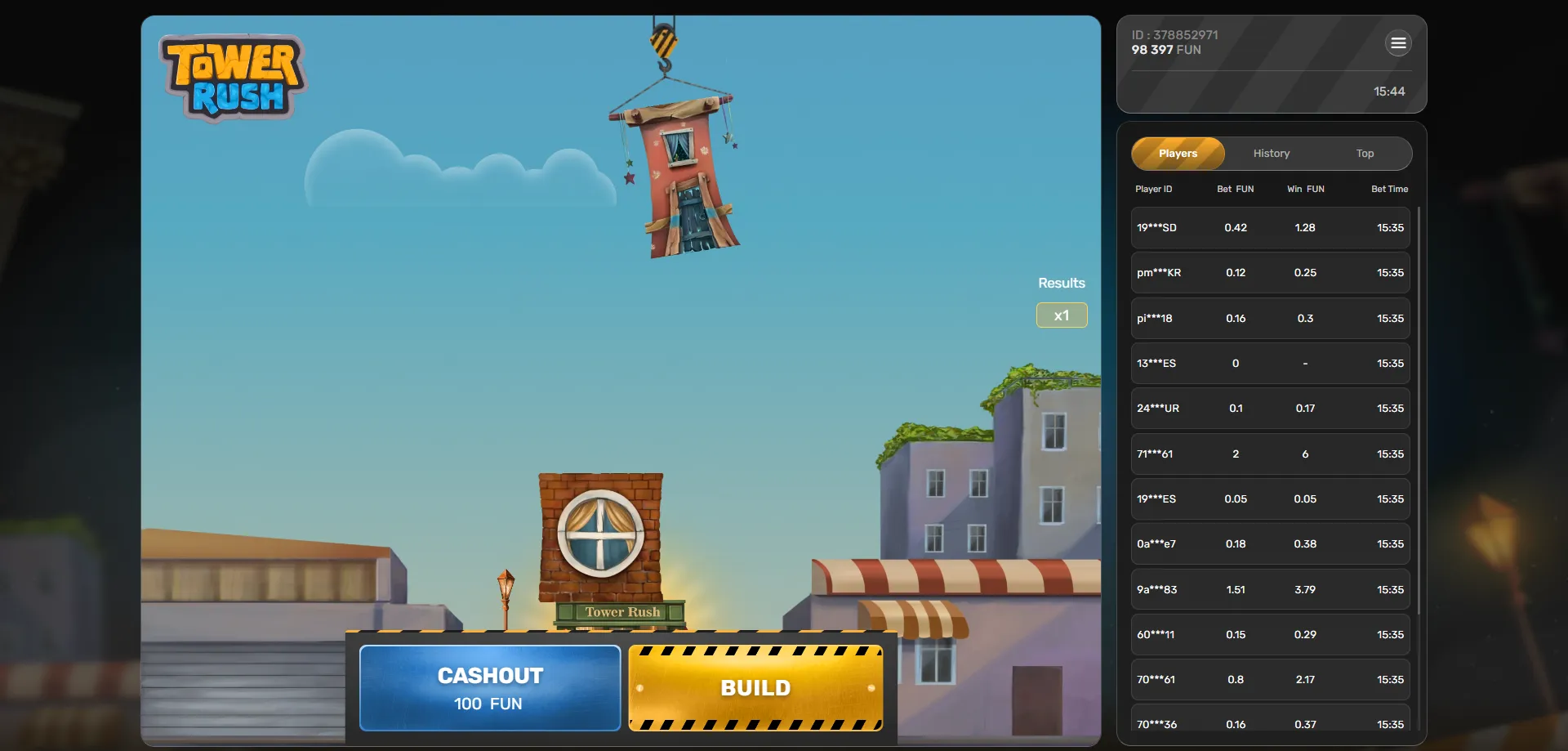 لعبة tower rush الأصلية &mdash; بناء برج بطوابق متصاعدة على الكازينو